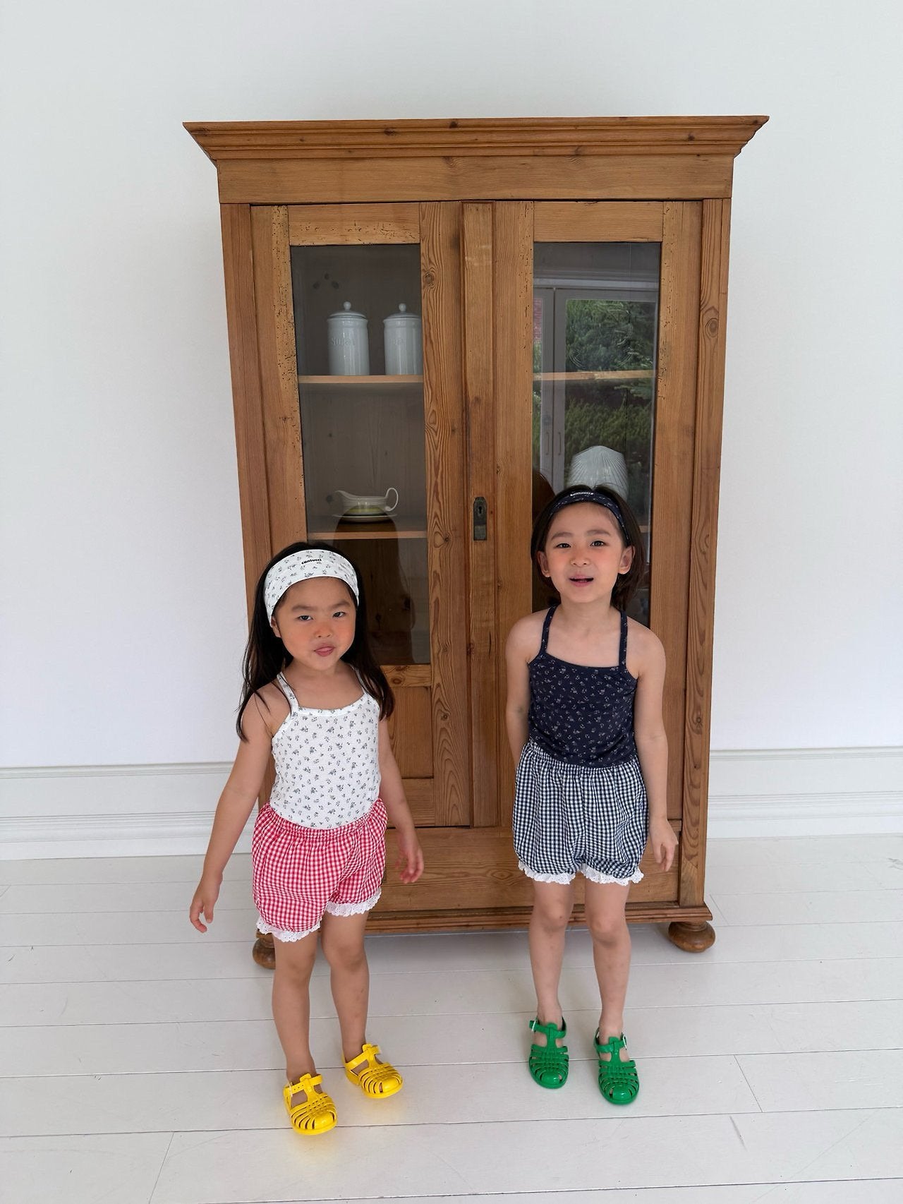 Crinkle Floral Tank Top Korean toddler tank top in ivory made in Korea