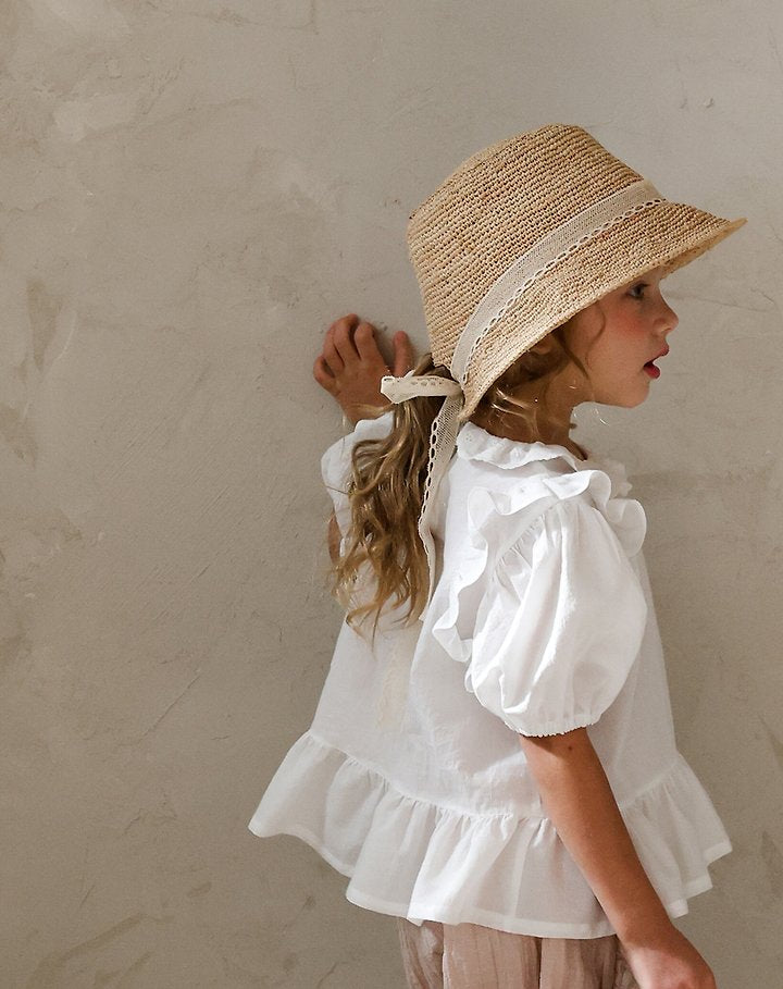 Burphy Lace Hat Korean toddler accessory in beige made in Korea