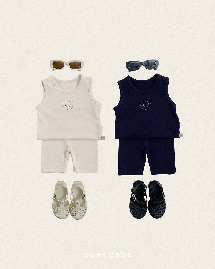 Cotton Pure Tank Top Loungewear Korean toddler tank top in cream made in Korea