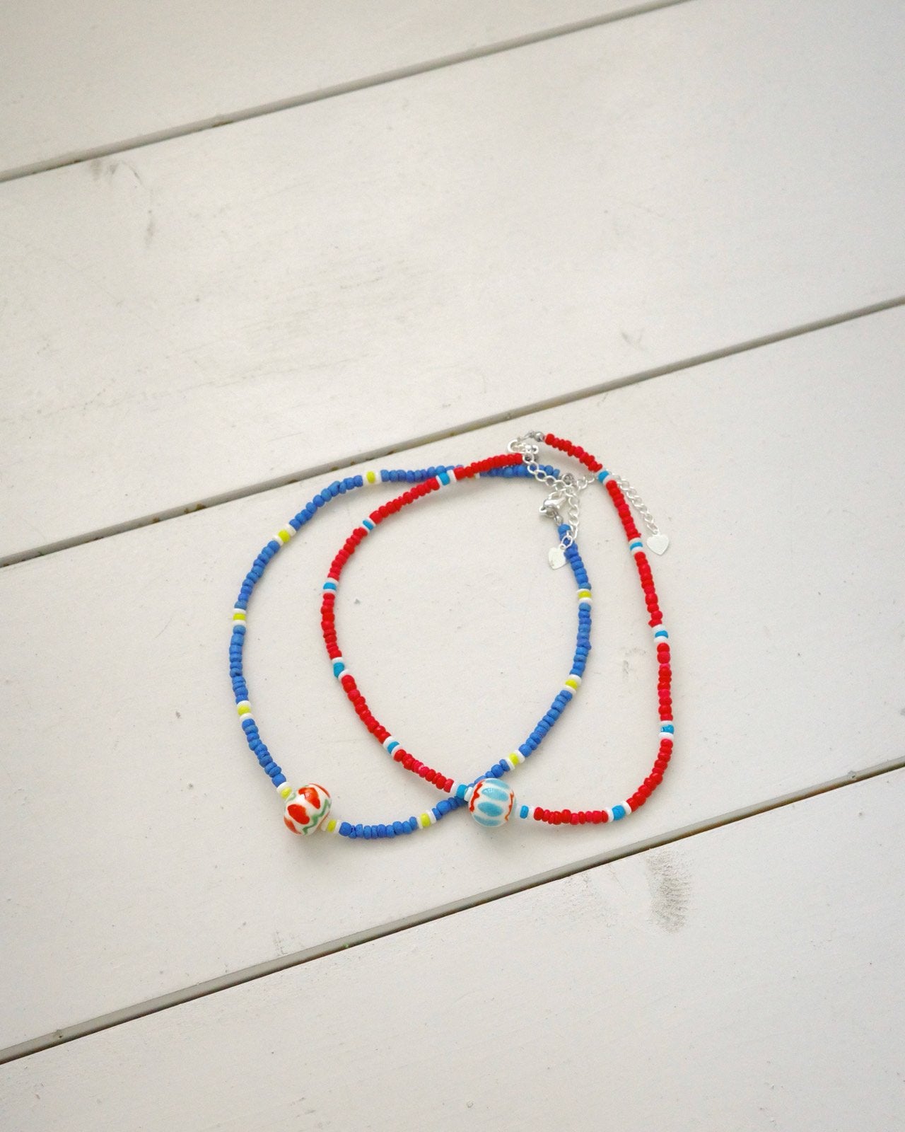 Summer Ball Necklace Korean toddler in red made in Korea