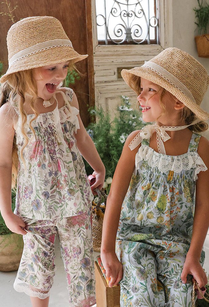 Aris Lace Straw Hat Korean toddler accessory in solid color made in Korea