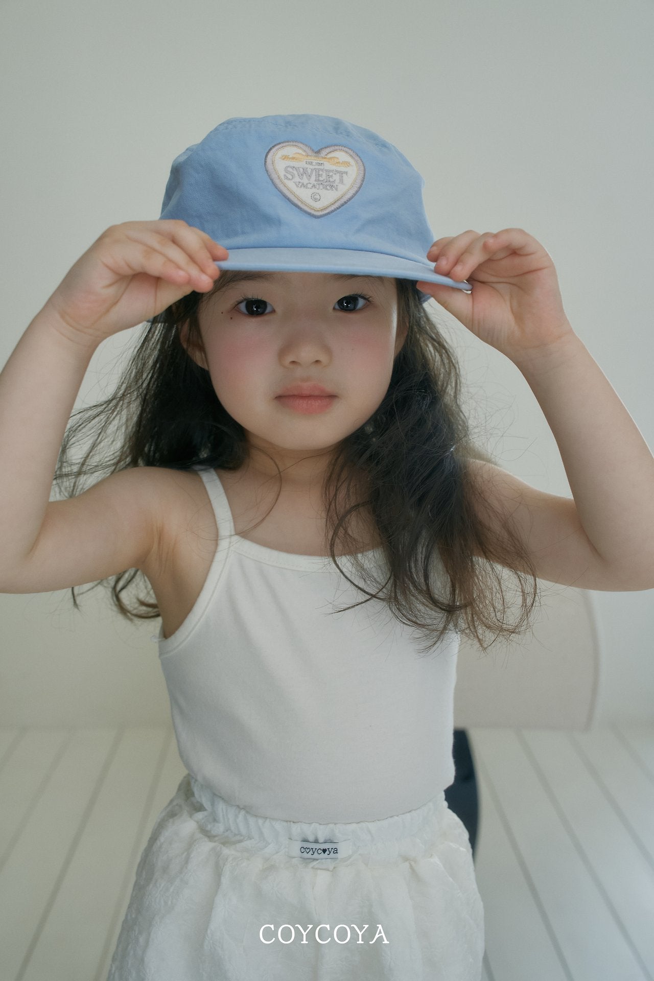 Summer Vacation Cap Korean toddler accessory in ivory made in Korea