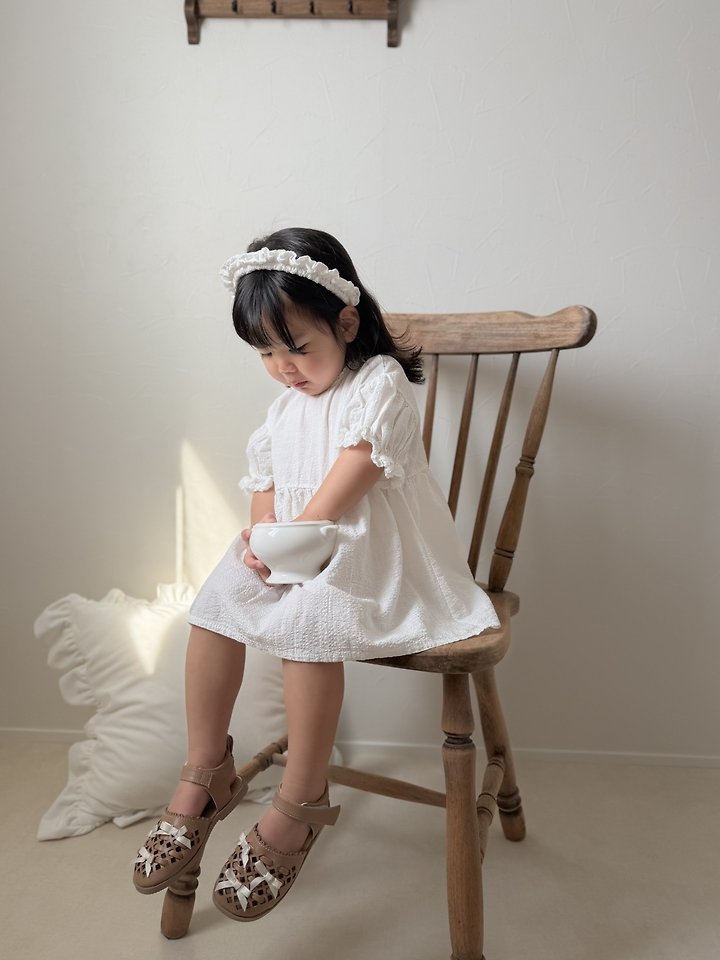 Ruffle Dress Korean infant dress in ivory made in Korea