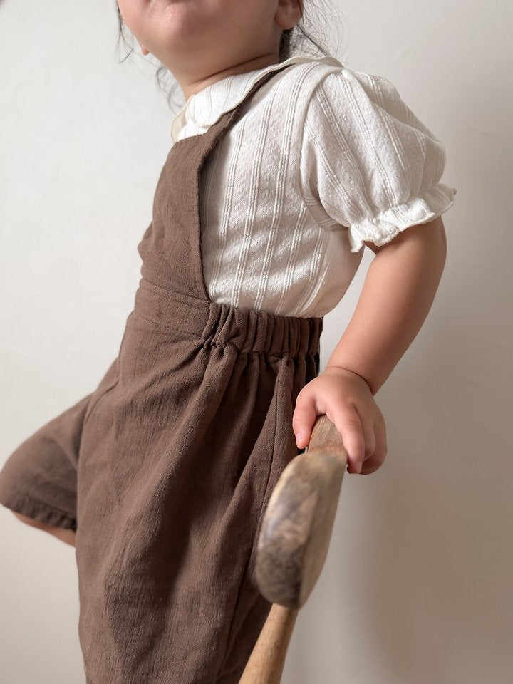 Pleated Collar Tee Korean infant t-shirt in ivory made in Korea