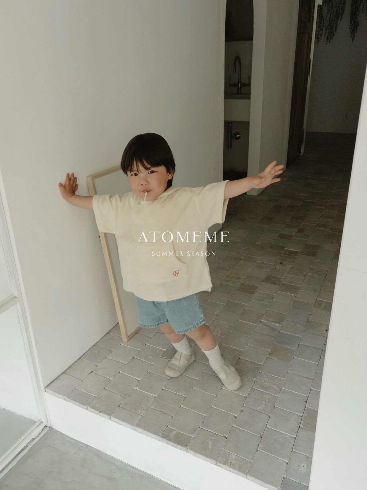 Coconut Hoodie Korean toddler sweater in cream made in Korea