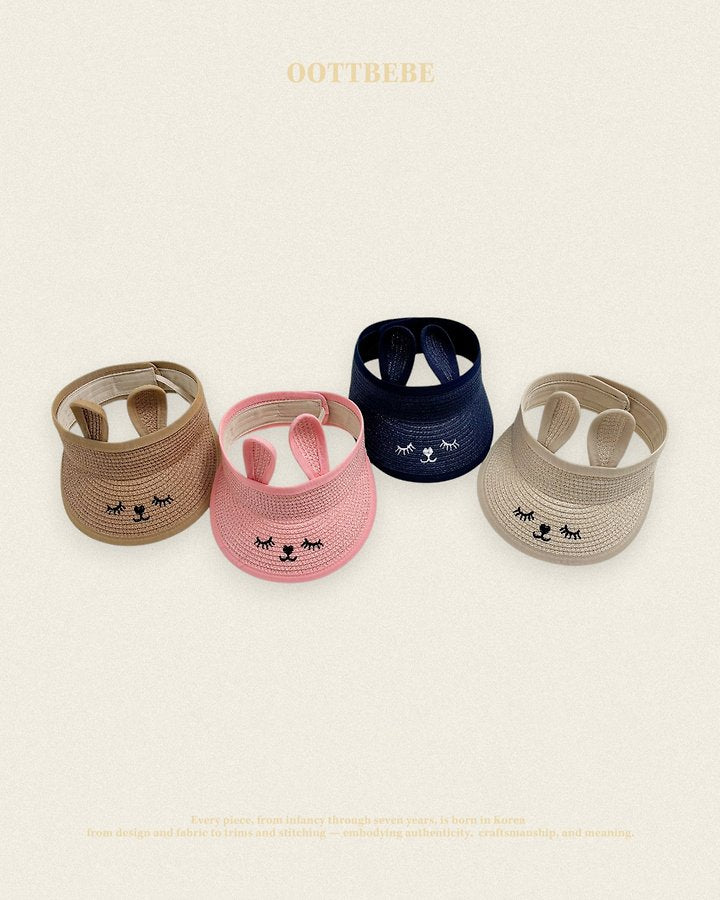 Rabbit Sun Cap Korean infant accessory in cream made in Korea