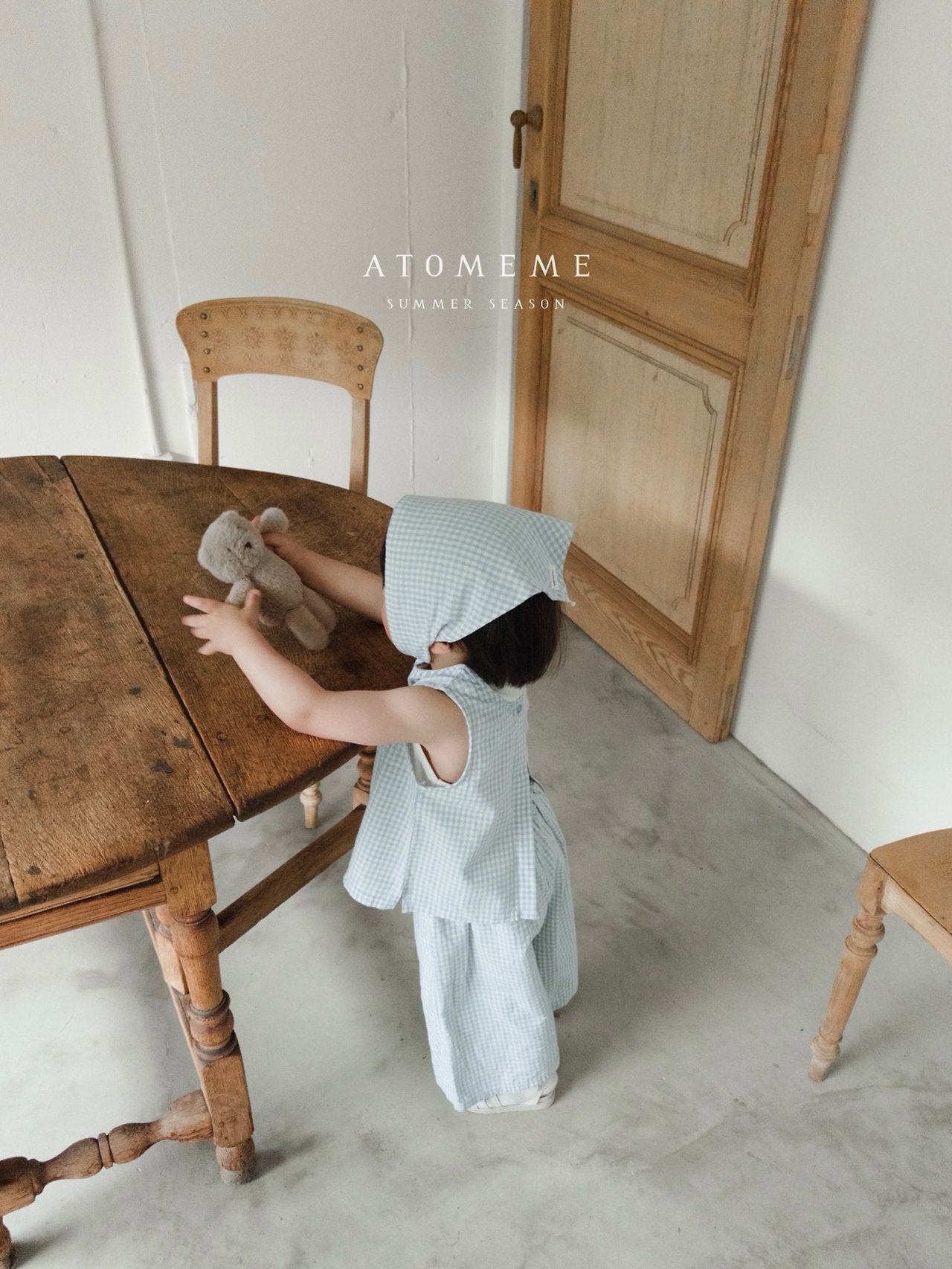 Muse Check Pants Korean toddler pants in sky blue made in Korea