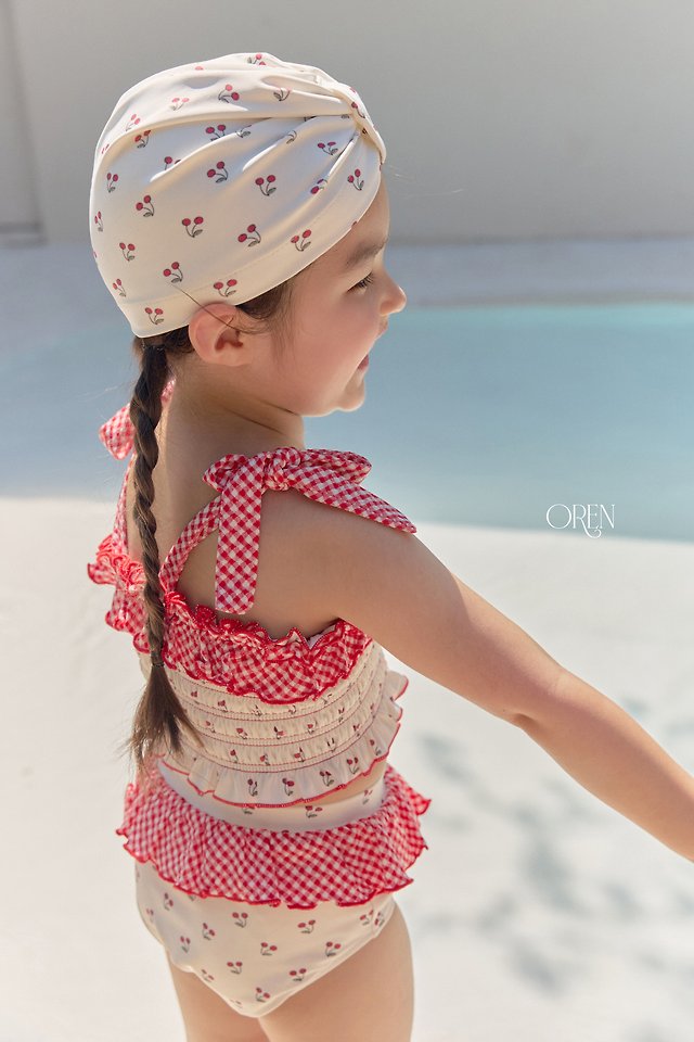 Rochelle Cherry Swim Hat Korean toddler accessory in red made in Korea