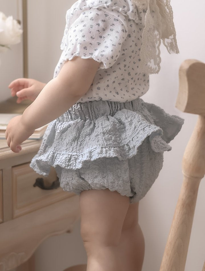 Wrinkle Tiered Bloomers Korean infant bloomer in ivory made in Korea