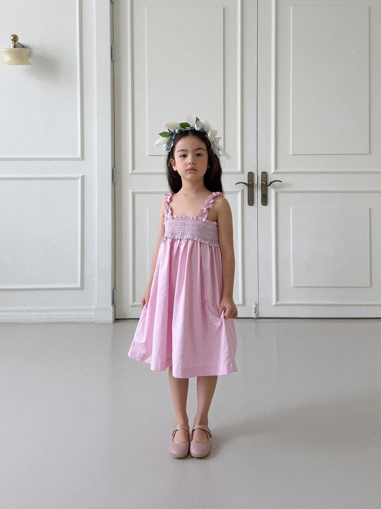 Air Smocked Dress Korean toddler dress in pink made in Korea