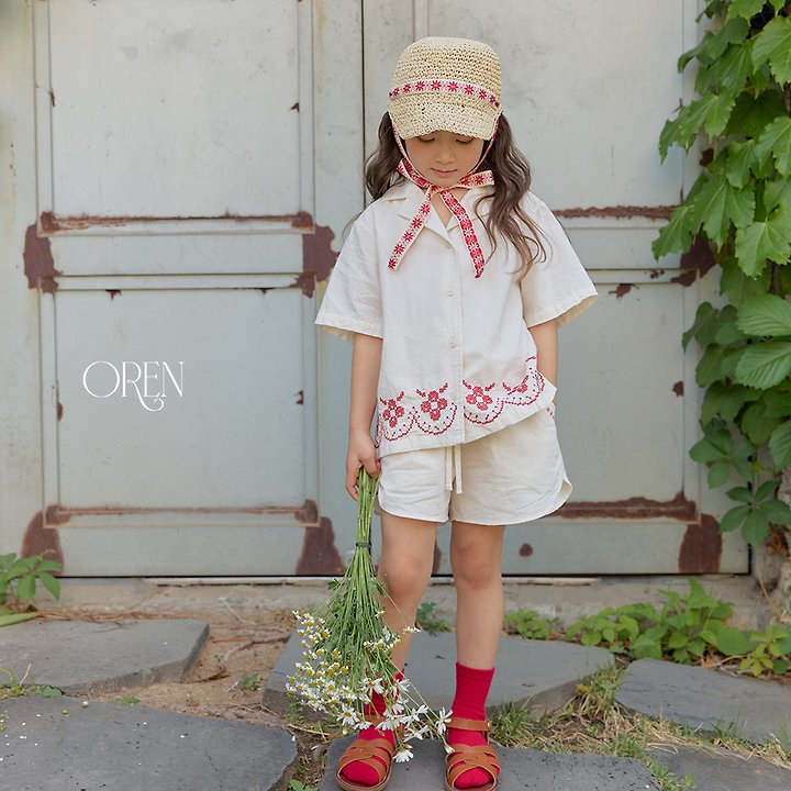 Rosier Garden Shirt Korean toddler shirt in cream made in Korea