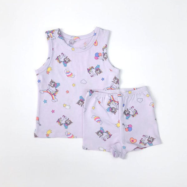 SS Stella Unicorn Tank Top & Bottom Set Korean toddler loungewear in white made in Korea