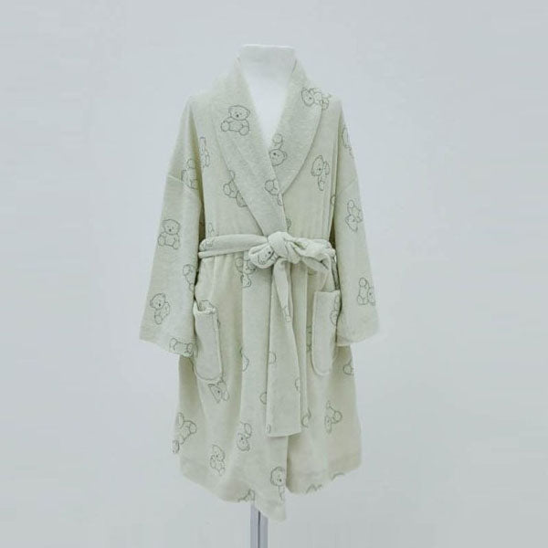 SS Bear Terry Robe Korean toddler loungewear in cream made in Korea
