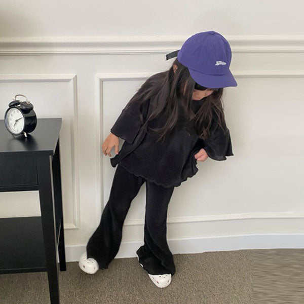 Pleated Bootcut Pants - Adult Korean kids pants in sky blue made in Korea