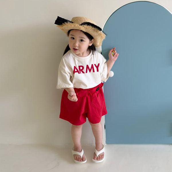 Ruffle Heart Pants Korean toddler pants in red made in Korea