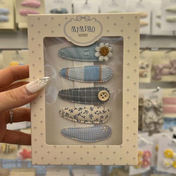 Blue Daisy Pin Set Korean kids hair accessories in set made in Korea