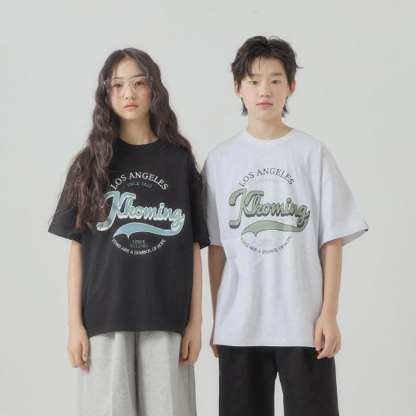 Angel Tee Korean toddler t-shirt in off-white melange made in Korea