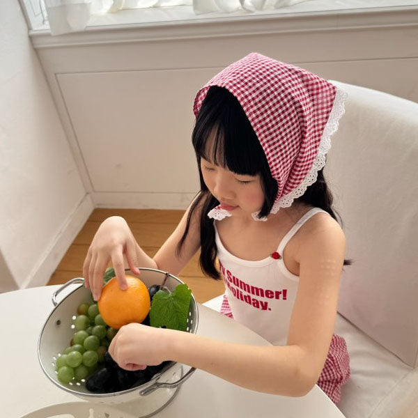 Check Bandana Korean kids bandana in red made in Korea