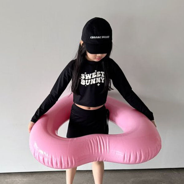 Sweet Rash Guard Tee Korean toddler rashguard in black made in Korea