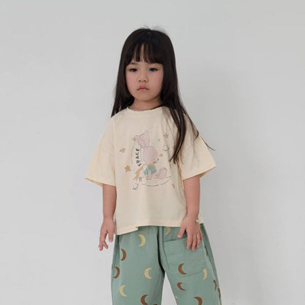Moon Rabbit Tee Korean toddler t-shirt in vanilla made in Korea