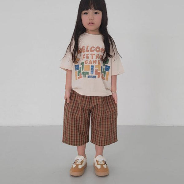 Check Pants Korean toddler pants in brown made in Korea