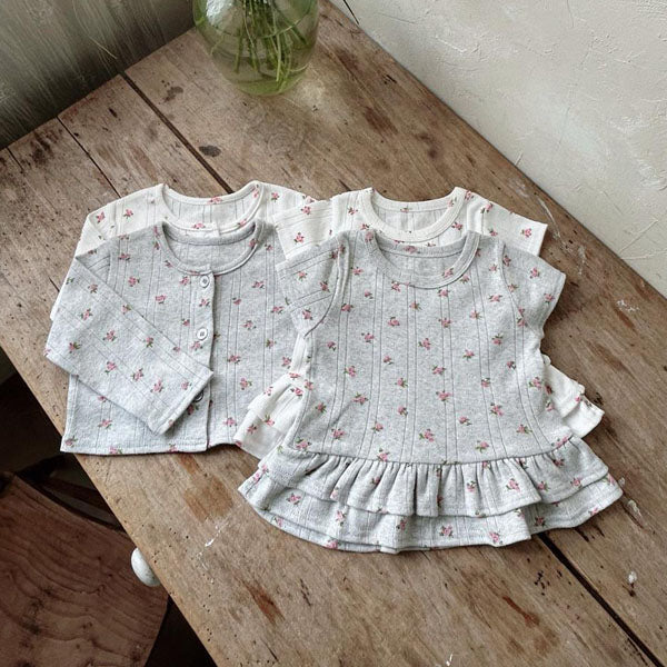 Sylvia Cardigan Set Korean toddler sweater in ivory made in Korea