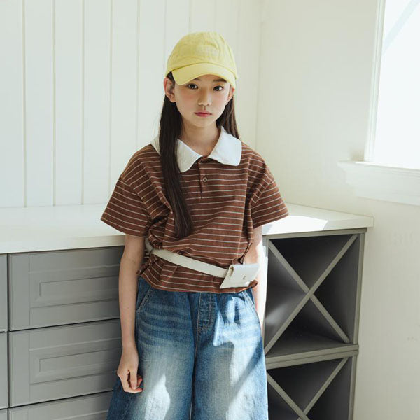 T15 Celine Collar Tee Korean toddler t-shirt in cream made in Korea