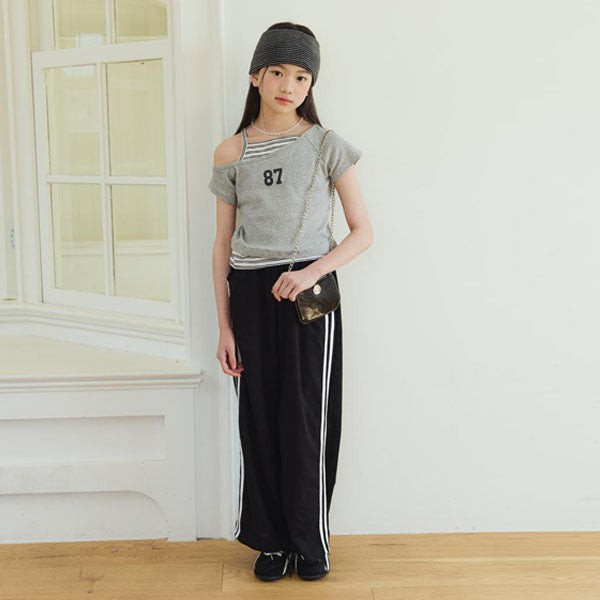 P11 Cool Ponte Line Pants Korean toddler pants in ivory made in Korea