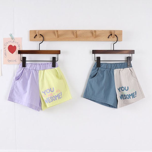 Awesome Color-Block Shorts Korean toddler shorts in purple made in Korea