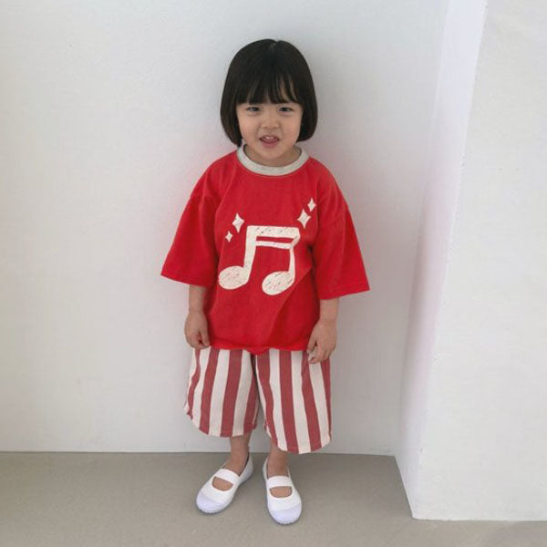 Music Note Tee Korean toddler t-shirt in red made in Korea