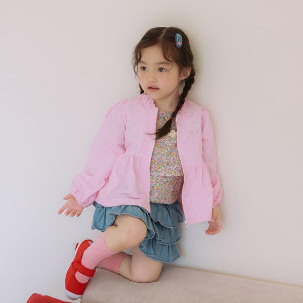 Cherry Windbreaker Korean toddler jacket in red made in Korea