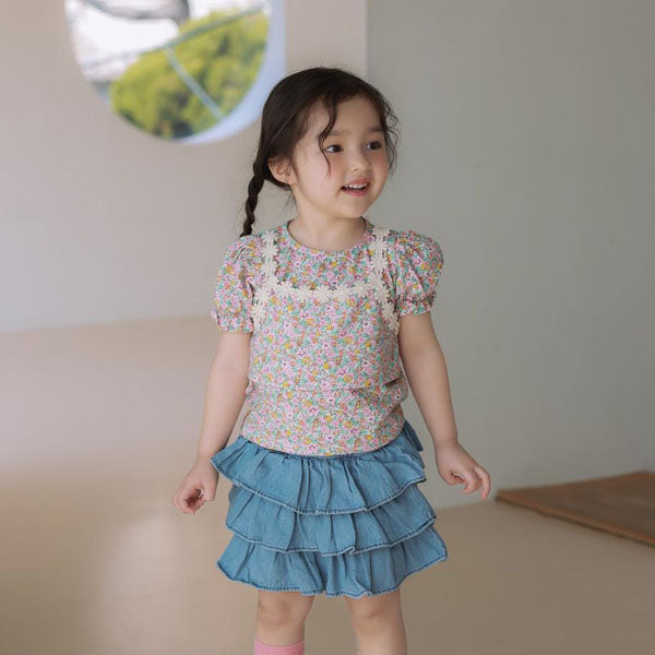Floral Lace Blouse Korean toddler blouse in pink made in Korea