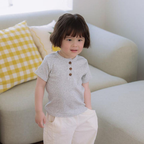 Henley Tee Korean toddler t-shirt in red made in Korea