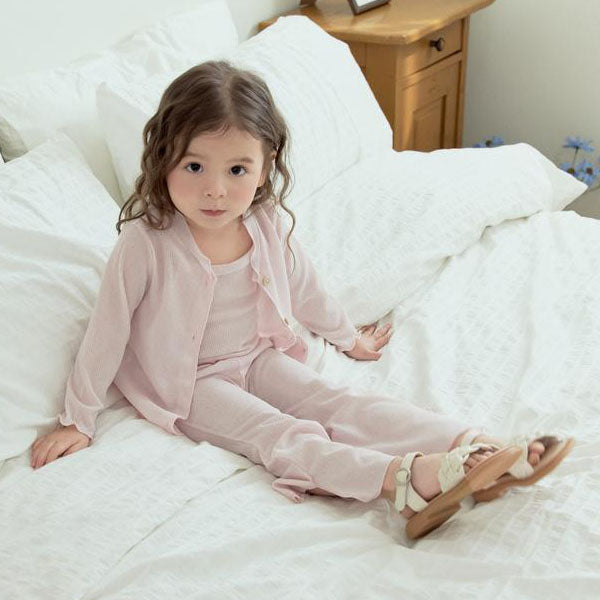 Ruffle Cardigan Korean toddler sweater in pink made in Korea