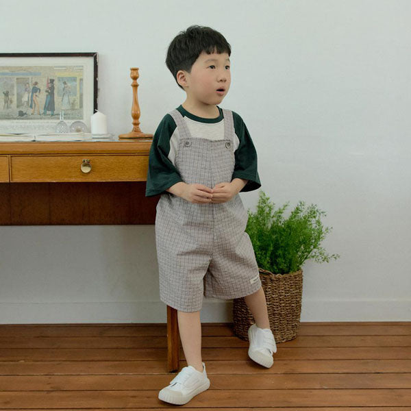 Check Overall Shorts Korean toddler overall in red made in Korea