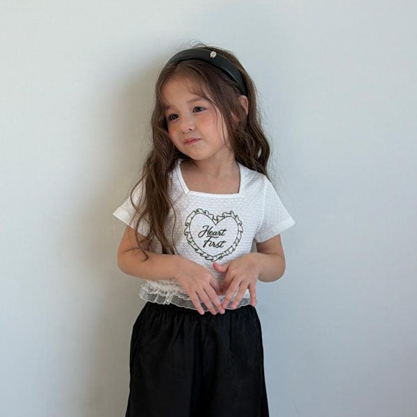 Powder Lace Tee Korean toddler t-shirt in ivory made in Korea