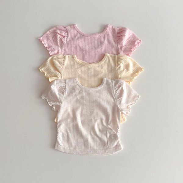 X-Shape Ruffle Tee Korean infant t-shirt in yellow made in Korea