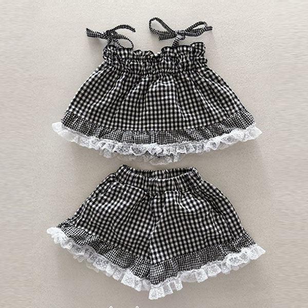 Hachi Set Korean toddler set in check made in Korea
