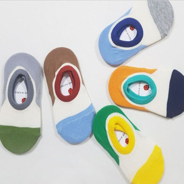 Three-Tone No-Show Socks Korean toddler accessory in 5-piece set made in Korea
