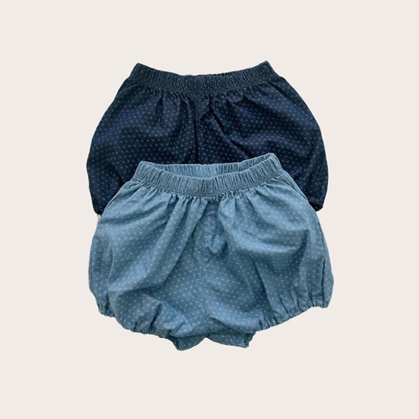 Denim Short Bloomers Korean infant bloomer in light denim made in Korea