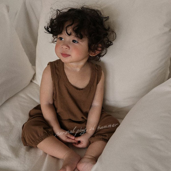 Robin Cooling Sleeveless Tee Korean infant t-shirt in white melange made in Korea