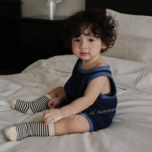 NP Terry Sleeveless Tee Korean infant t-shirt in navy made in Korea