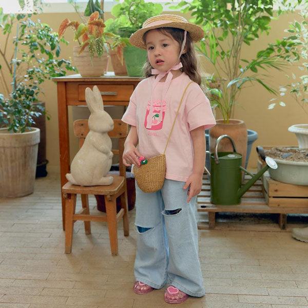 Ice Distressed Denim Korean toddler pants in denim made in Korea