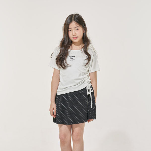 Diagonal Shirred Tee Korean juniors t-shirt in white made in Korea