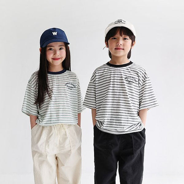 Double Stripe Tee Korean toddler t-shirt in black made in Korea