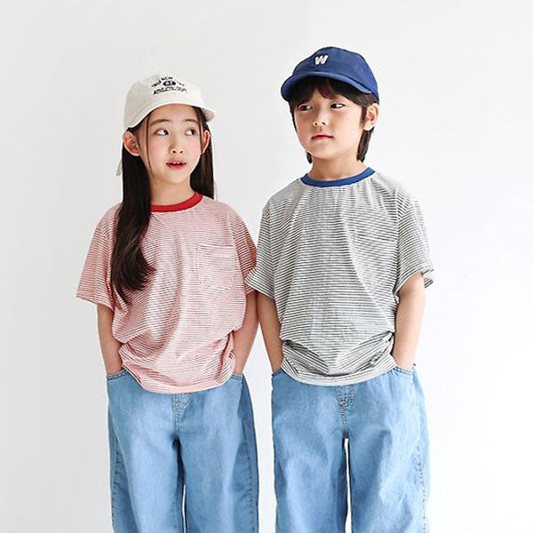 Kitsch Stripe Tee Korean toddler t-shirt in blue made in Korea