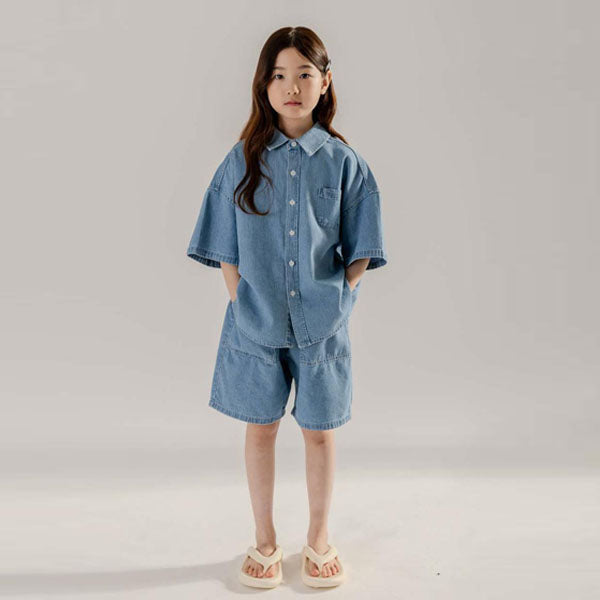 Basic Shorts Korean toddler shorts in blue denim made in Korea
