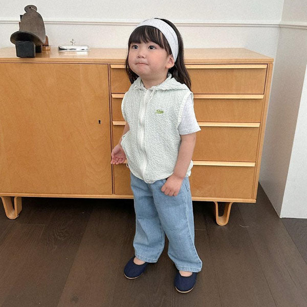 Velo Denim Korean toddler pants in ivory made in Korea