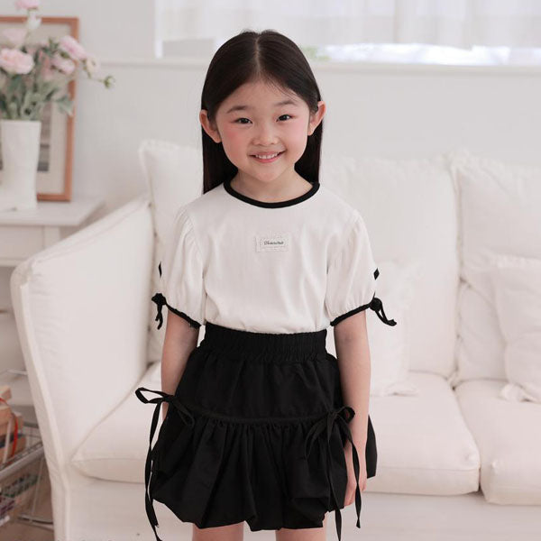 Girl Ribbon Tee Korean toddler t-shirt in black made in Korea