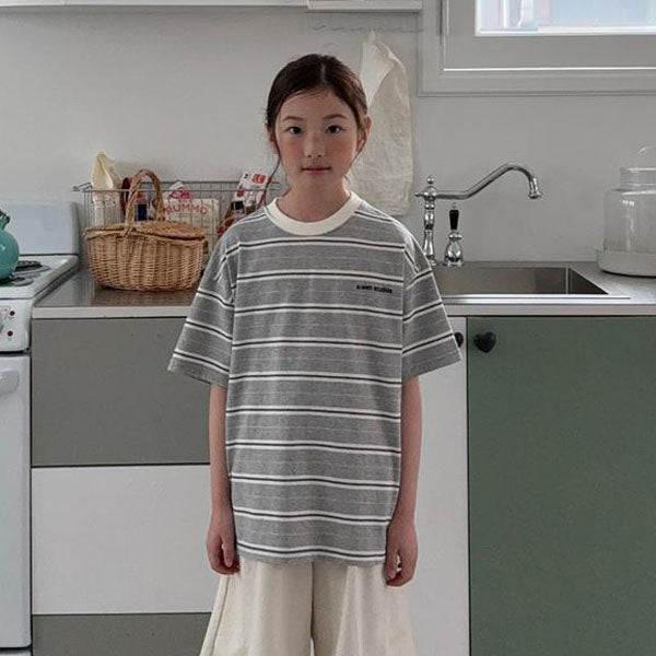 Studio Stripe Tee Korean toddler t-shirt in heather made in Korea